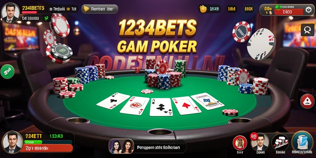 Tampilan gameplay Poker di 1234BETS yang menarik dan kompetitif.