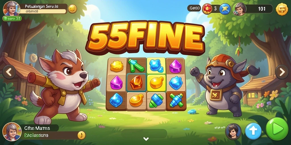 Tangkapan layar menunjukkan gameplay Match-3 yang seru dan penuh warna.