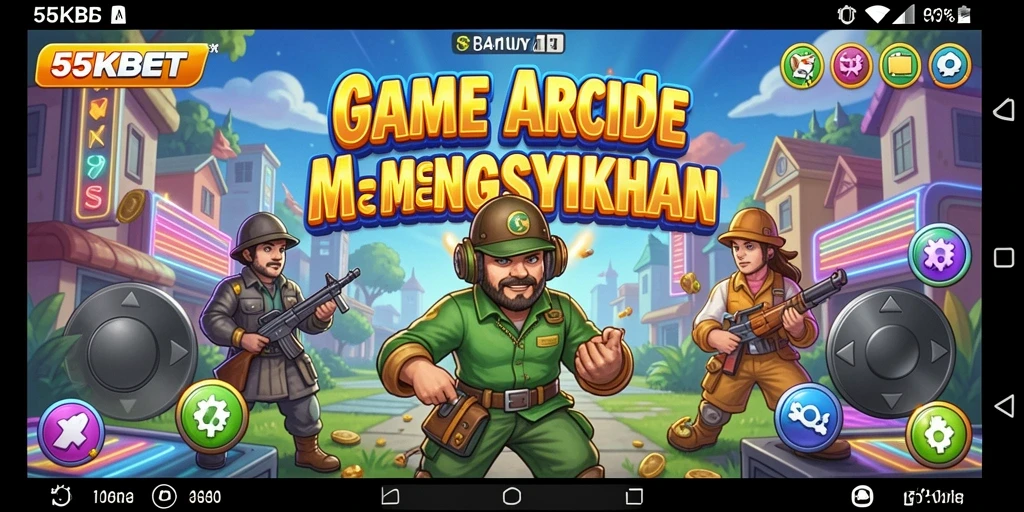Screenshot menampilkan aksi seru gameplay 55KBET dalam lingkungan Arcade.