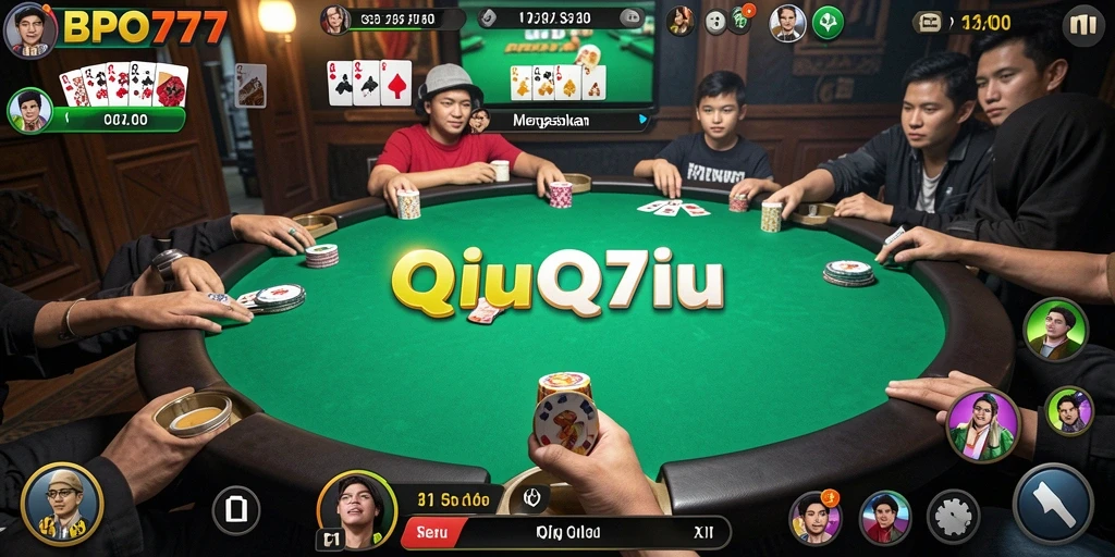 Screenshot gameplay BPO777 menunjukkan intensitas permainan QiuQiu.