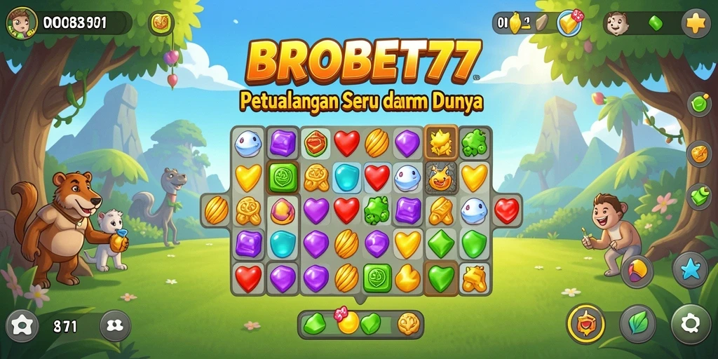 Screenshot gameplay BROBET77 menunjukkan aksi match-3 yang seru.