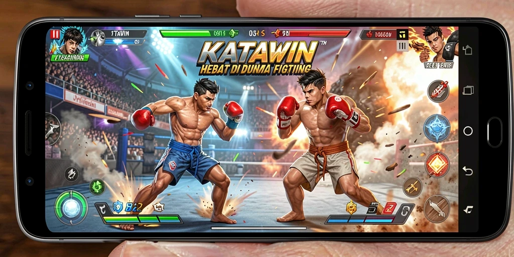 Tampilan gameplay KATAWIN yang penuh aksi dan pertarungan seru.
