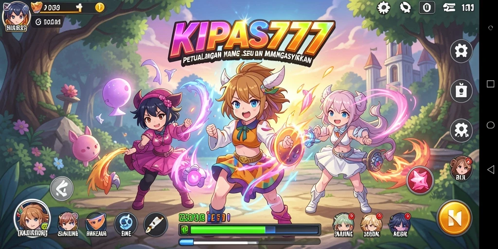 Screenshot gameplay KIPAS777 menampilkan aksi seru karakter anime.