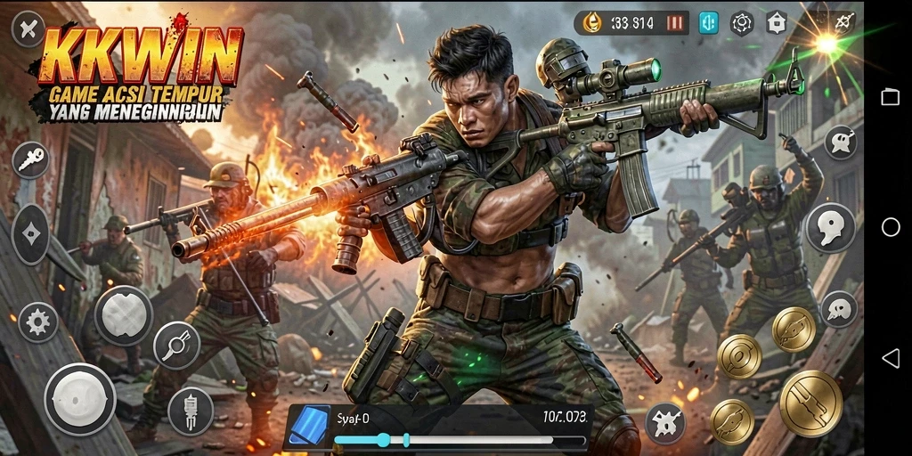 Tampilan aksi menegangkan dalam gameplay KKWIN.