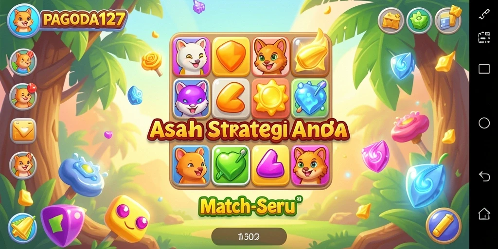 Screenshot utama dari gameplay seru di PAGODA127 yang menunjukkan pencocokan objek.