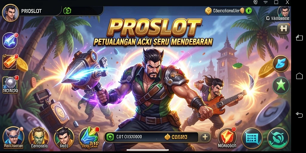 Screenshot PROSLOT menampilkan momen aksi mendebarkan di game.
