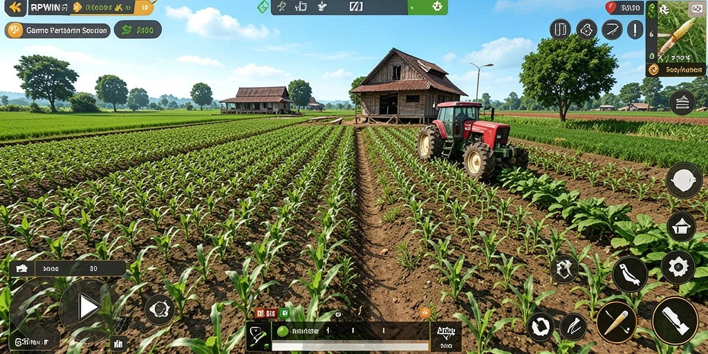 Tangkapan layar menunjukkan gameplay pertanian yang menakjubkan di RPWIN.