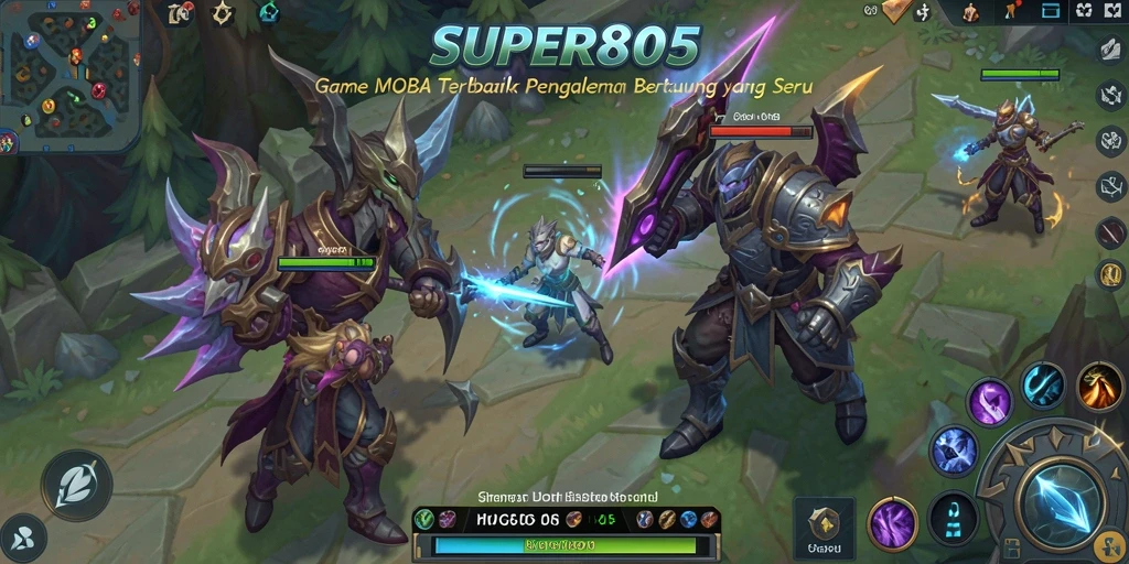 Tampilan gameplay menarik dalam pertarungan MOBA.