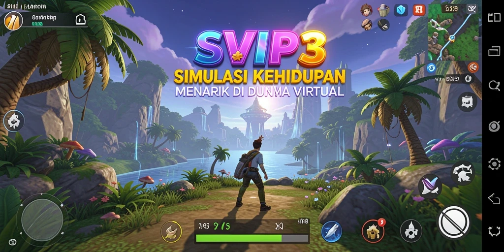 Screenshot gameplay menampilkan interaksi karakter di dunia virtual.