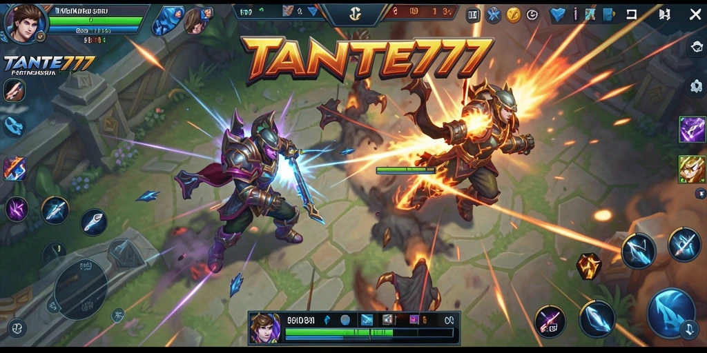 Tangkapan layar gameplay seru dalam pertempuran MOBA TANTE777.